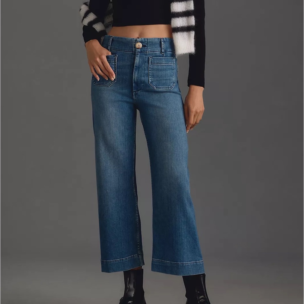Anthropologie The Colette Cropped High-Rise Wide-Leg Jeans by Maeve